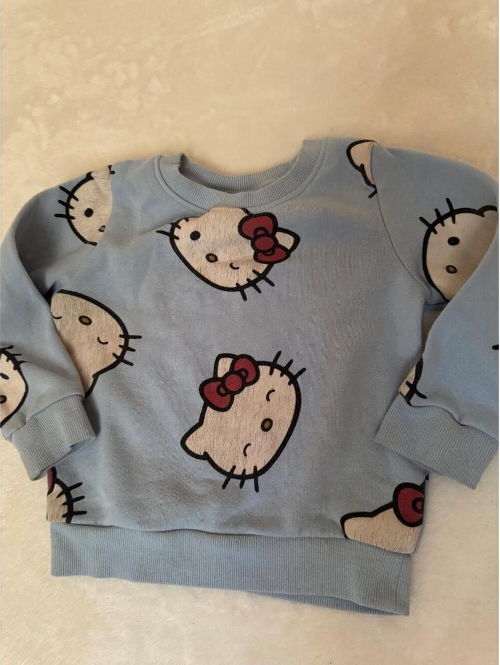 Pastel Blue Hello Kitty Multi-Face Graphic Sweater size 4